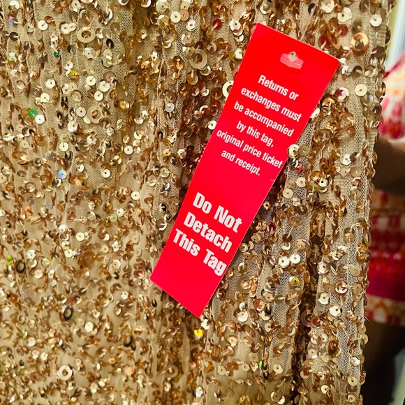 Plus size Gold Sequin Gown with small train (new). Size: 20. Designer - Picture 7 of 7